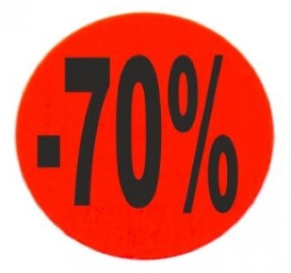 -70% Etiketten 3,2 cm rund leuchtrot